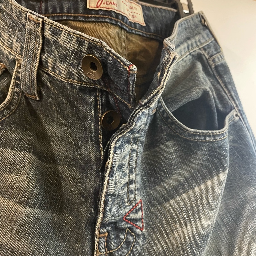 Blue Denim Jeans with Button Fly